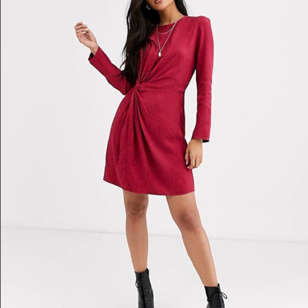 & Other Stories Jacquard Snake Print Knot-Detail Mini Dress in Pink